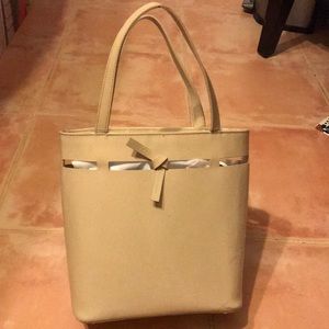 Kate Spade patent leather bucket bag. Beige
